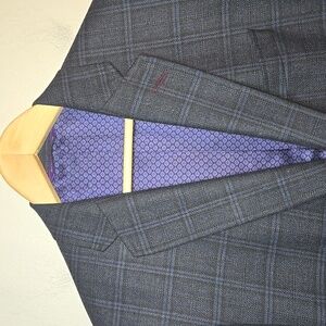 Ted Baker Endurance Jerry Wool Silk Suit Jacket Blazer NotchLapel 40S Plaid NWOT